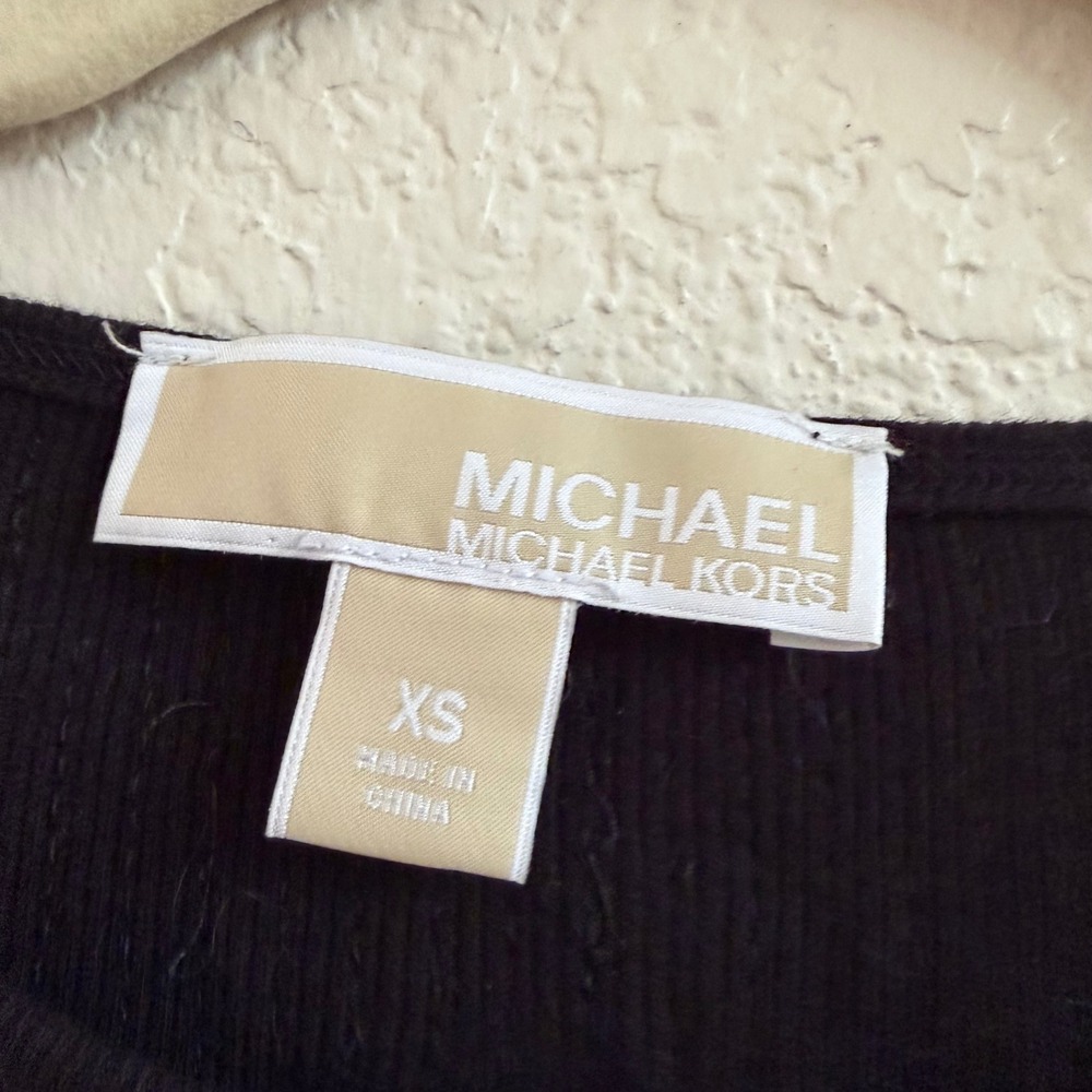 Michael Michael Kors Womens XS Black Sequin‎ Long Sleeve Crew Neck Top Sparkle - Picture 8 of 10